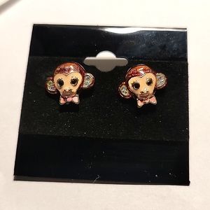 Vintage BETSEY JOHNSON A Day at the Zoo Chimpanzee Monkey Head Earrings.
